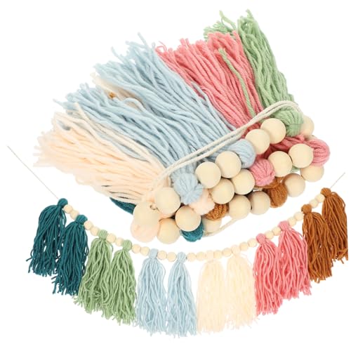 GLEAVI Chic Wandpendant aus Handgefertigtem Baumwollgarn mit Farbigen Holzperlen und Quasten Stilvolle Wanddekoration für Wohnzimmer Schlafzimmer und Kreative Indoor Umgebungen GLEAVI Chic Wandpendant aus Handgefertigtem Baumwollgarn mit Farbigen Holzperlen und Quasten Stilvolle Wanddekoration für Wohnzimmer Schlafzimmer und Kreative Indoor Umgebungen von GLEAVI