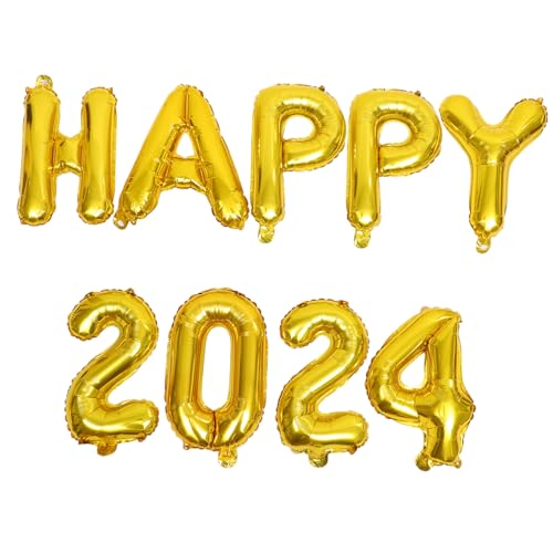 GLEAVI Goldene Aluminiumfolie Zahlenballons Happy Silvester Partydeko Reißfest Festlich für Neujahrsfeier und Abschlussfeier Dekorativer Ballons von GLEAVI