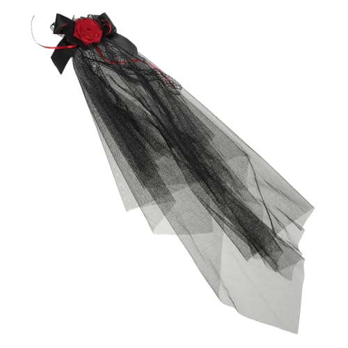 GLEAVI Gothic Schleier Stirnband mit Realistischen Rosen Leichtes Halloween Braut Accessoire Schwarzes Mesh Haarschmuck für Geisterfest Karneval und Cosplay Veranstaltungen von GLEAVI