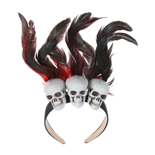 GLEAVI Halloween Skull Haarreif mit Kunstfedern Spooky Kopfschmuck für Kostümpartys und Bühnenaufführungen für Kreative Looks von GLEAVI