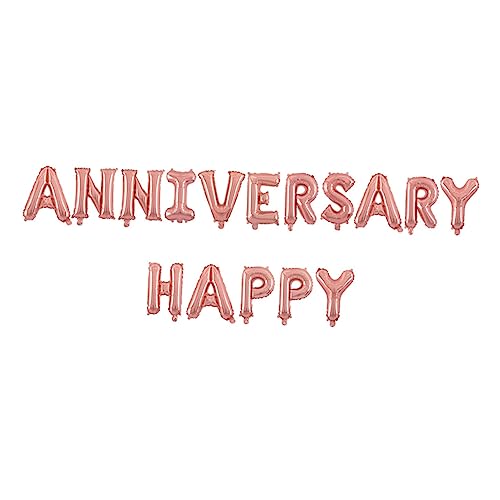 GLEAVI Happy Anniversary Folienballons Set Roségold Dekorative Buchstabenballons für Hochzeiten und Partys für Jubiläumsfeiern und Festliche Anlässe von GLEAVI