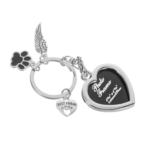 GLEAVI Haustier -Fotorahmenschlüsselkette Erinnerung an den Hund Pet Remembrance Frame Schlüsselanhänger für Haustiere Tierfotorahmen Schlüsselanhänger-Fotohalter Zinklegierung Silver von GLEAVI
