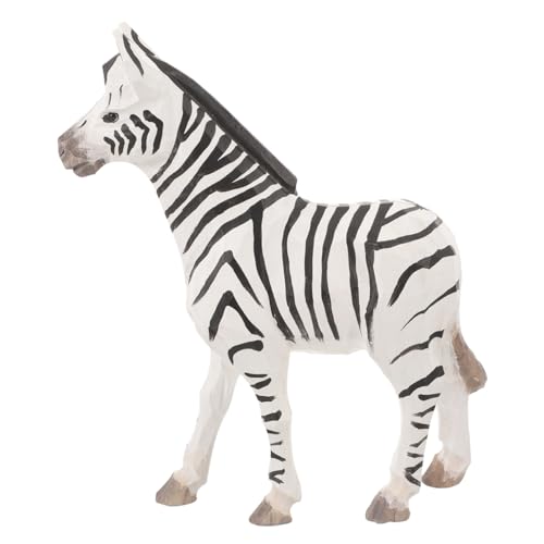 GLEAVI Holz Geschnitzte Zebrafigur Handgefertigt Dekorative Tierstatue Aus Holz Cartoon Stil Tischdeko Für Wohnzimmer Süße Holzfigur Für Sammler von GLEAVI
