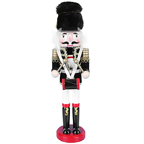 GLEAVI Holzfigur Nutcracker Soldat Deko Weihnachten Glatte Oberfläche Klassische Tischdekoration Cartoon Nutcracker Puppen Ornament für Xmas Fest Schwarzer Stoffmantel GLEAVI Holzfigur Nutcracker Soldat Deko Weihnachten Glatte Oberfläche Klassische Tischdekoration Cartoon Nutcracker Puppen Ornament für Xmas Fest Schwarzer Stoffmantel von GLEAVI
