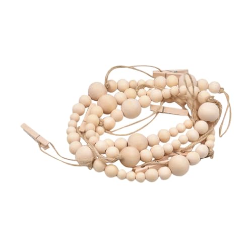 GLEAVI Holzperlen Fotogirlande mit Clips Natürlicher Holzstil Hängende Wanddekoration Platzsparend für Fotos Grußkartenhalter Boho Wandbildaufhänger für Zuhause und Feste GLEAVI Holzperlen Fotogirlande mit Clips Natürlicher Holzstil Hängende Wanddekoration Platzsparend für Fotos Grußkartenhalter Boho Wandbildaufhänger für Zuhause und Feste von GLEAVI