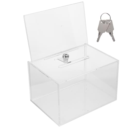 GLEAVI Klarer Vorschlag Box mit Schloss Spendenbox für Fundraising Abstimmungen und Vorschläge aus Robustem Acryl Sicher und Vielseitig Einsetzbar von GLEAVI