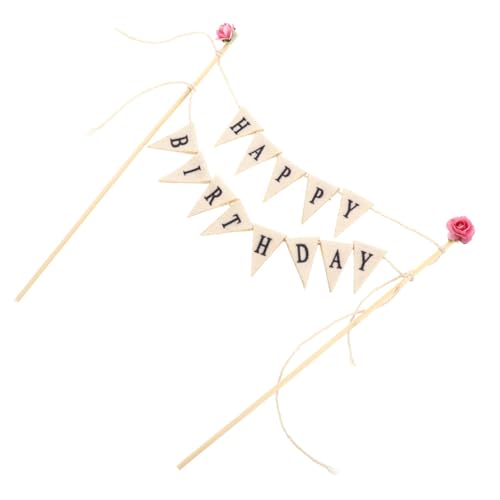 GLEAVI Kuchenfahnen Dessert -topper Geburtstags-obstpflücker Banner-kuchen-picks Kuchen Dekorative Topper Kuchendekor Kuchen -picks Geburtstagstorte Dekoration Rosa Hölzern von GLEAVI