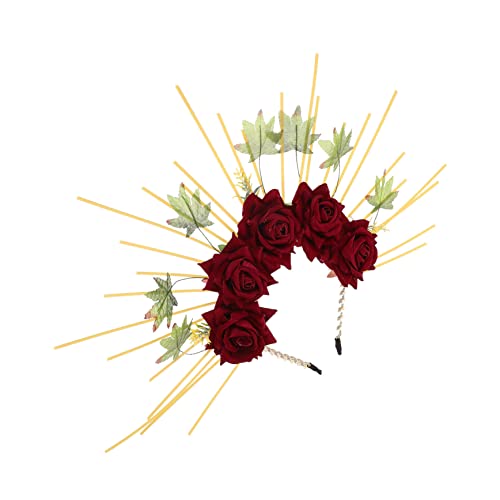 GLEAVI Leichtes Rotes Dekoratives Stirnband mit Metallic Festliches Damen Haarschmuck für Halloween Foto Shootings und Party Stilvolles Robustes Performance Headdress von GLEAVI