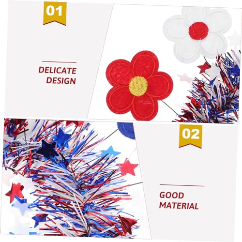 GLEAVI Patriotisches Stirnband mit Roten Weißen und Blauen Blumen Langlebiges Haarband für Unabhängigkeitstag Memorial Day Geeignet für Party Parade und Fotorequisiten von GLEAVI
