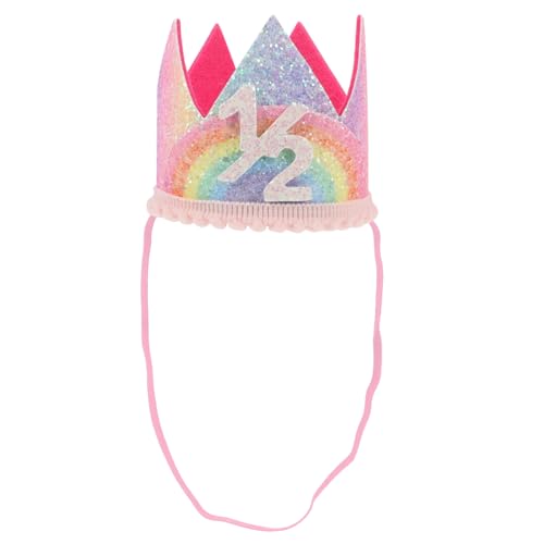 GLEAVI Rainbow Crown Children Crown Princess Party Shiny Little Tiara Iridescent Boys Head Geburtstagskrone Stirnband Rosa Kindergeburtstag Pink von GLEAVI