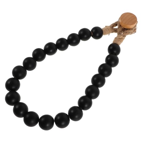 GLEAVI Rollenpapierhalter aus Hanfseil und Holzperlen Küchenrollenhalter Toilettenpapierhalter, Toilettentank hölzerne Toilettenpapierhalter kreativer handtuchhalter Black von GLEAVI