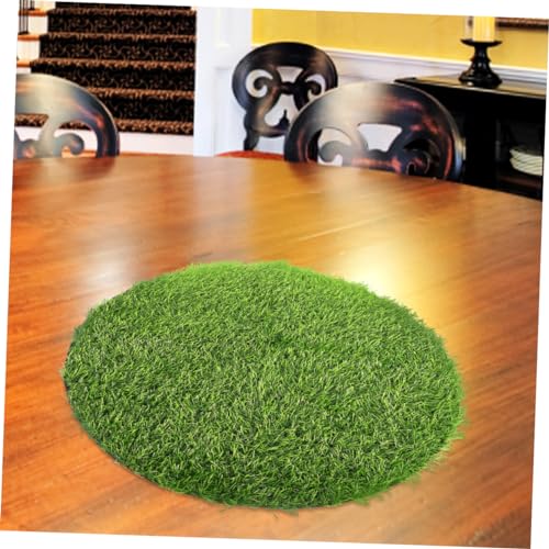 GLEAVI Runde Künstliche Gras Tischdecke Dekorative Tischdecke Abwaschbar Wetterfest Realistische Gras für Indoor Outdoor Hochzeit Party Bankett Tischdeko von GLEAVI