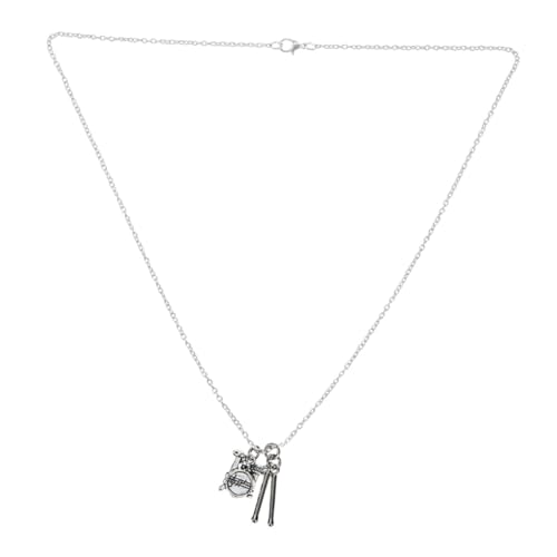 GLEAVI Schlagzeug-halskette Trommelschmuck Halskette Mit Musikinstrumenten Drum Einzigartiges Halskettendekor Halskette in Trommelform Vintage Kettenanhänger Legierung Silver von GLEAVI
