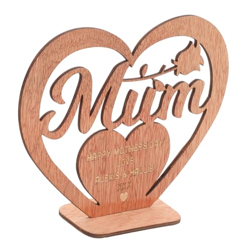 GLEAVI Tischschild Aus Holz Zum Muttertag Tischdekoration Aus Herzholz Herzförmiges Holzschild Muttertagsherz Basteln Herzform Zeichen Muttertag Tisch Hölzern von GLEAVI