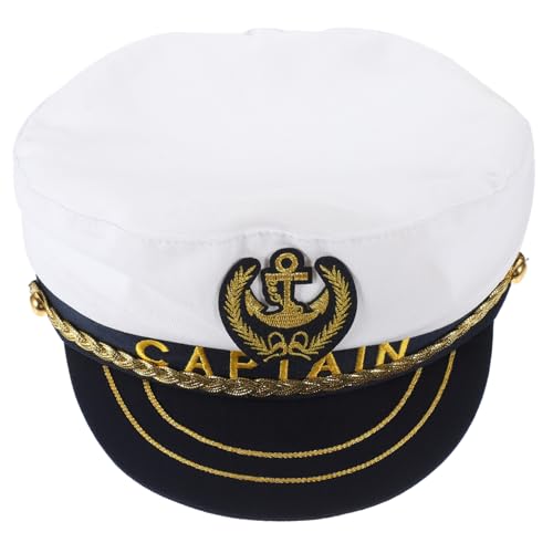 GLEAVI Verstellbare Matrosenmütze Weiß Leichte Kapitänsmütze für Erwachsene Klassisches Kostüm Accessoire für Bühne Cosplay Marine und Partyveranstaltungen von GLEAVI