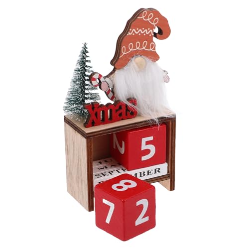 GLEAVI Weihnachts-countdown-adventskalender aus Holz: Weihnachtsmann mit Holzblock mit Datum Und Monat – Wiederverwendbare Tischdekoration mit Quadratischen Zahlen für Den Kaminsims zu Hause von GLEAVI