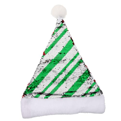 GLEAVI Weihnachtsmannmütze mit Glitzer Plüsch Weihnachtsmütze für Erwachsene Party Zubehör für Weihnachten und Cosplay Funkelnde Weihnachtsmütze mit Sequins für Festlichkeiten und Fotos von GLEAVI