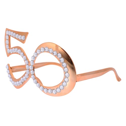 GLEAVI digitale Brille Gläser Erwachsene fünfzig Geburtstagsrequisiten Neuheit Geburtstag Sonnenbrille Geburtstagsfoto Requisiten Partynummer Brille Partybrille Plastik Roségold von GLEAVI