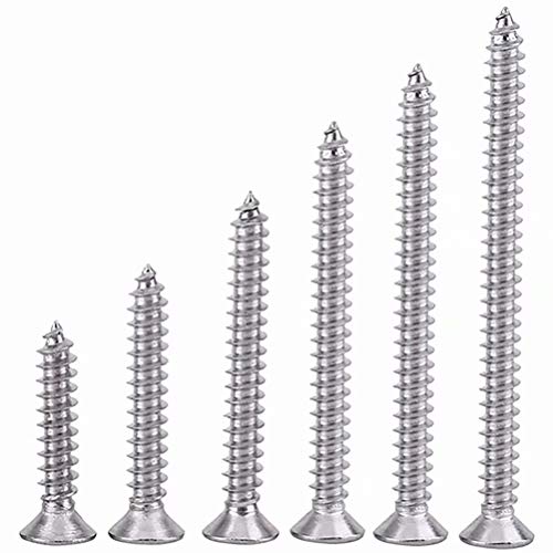 GLETSF 50 Stück M4 selbstschneidende Schrauben Kreuzschlitz Flachkopf 304 Edelstahl Schrauben (M4 x 60 mm) von GLETSF