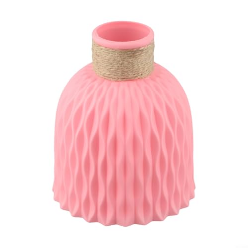 Schlanker Blumentopf mit Wasserwellen-Design, verschönert Ihren Raum mit schönen Blüten, Rosa von GLFLOW