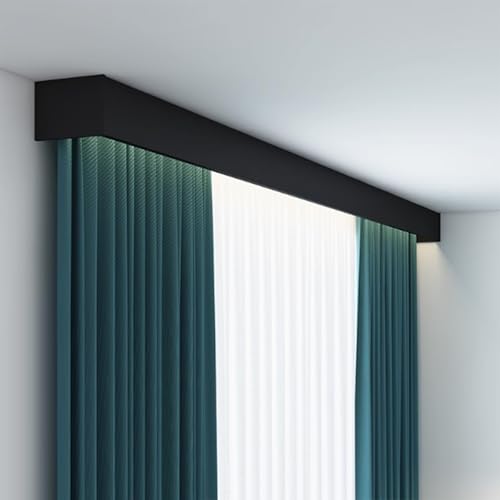 GLFNB 3-in-1 verstellbare Gardinenstangenkästen, doppelläufige Sichtschutzvorhangabdeckungen, einfach zu installierender Deckenstangenrahmen aus Aluminiumlegierung, schwarz, 130 cm, ideal für die GLFNB 3-in-1 verstellbare Gardinenstangenkästen, doppelläufige Sichtschutzvorhangabdeckungen, einfach zu installierender Deckenstangenrahmen aus Aluminiumlegierung, schwarz, 130 cm, ideal für die von GLFNB