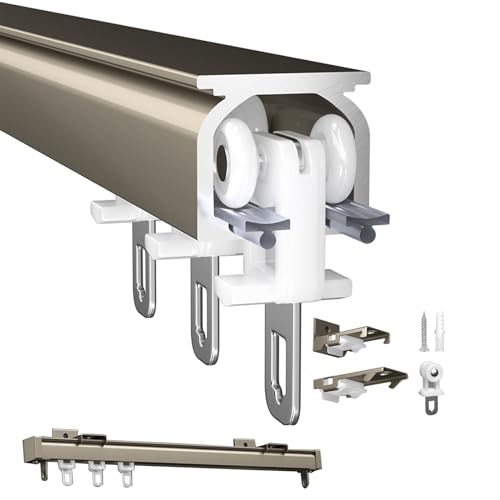 GLFNB Robustes Vorhangschienen-Set aus Aluminium, 1 m bis 6 m, Decken- oder Wandmontage, leicht, ideal für Vorhangpaneele und Raumteiler, langlebig GLFNB Robustes Vorhangschienen-Set aus Aluminium, 1 m bis 6 m, Decken- oder Wandmontage, leicht, ideal für Vorhangpaneele und Raumteiler, langlebig von GLFNB