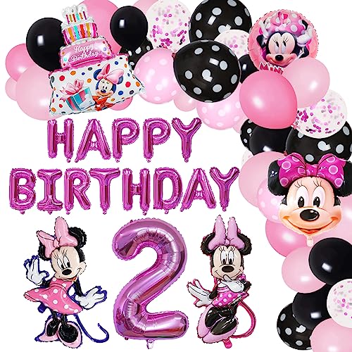 2. Geburtstag Deko Luftballon, 85 PCS Party Luftballons Geburtstagsdeko, Luftballons Themed Geburtstag Dekorationen, Geburtstagsdeko 2 Jahr Mädchen mit Banner und Ballons (Rosa-2) von GLICERINA