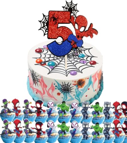 Cake Topper 5. Geburtstag, 25 PCS Tortendeko Geburtstag, Cupcake Topper, Kuchen Deko 5 Jahre, Tortendeko Kindergeburtstag, Kindergeburtstag Party Dekoration (5 Jahre) von GLICERINA