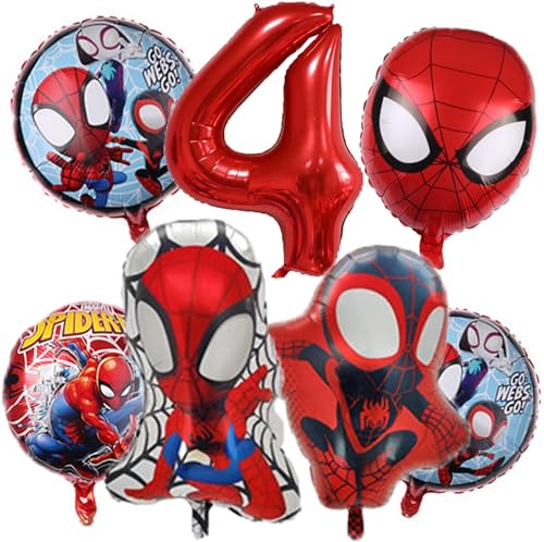 Luftballon 4. Geburtstag Jungen, 7 PCS Folienballon 4 Jahre Jungen, Thema Party Ballon Dekoration, Luftballons für Kindergeburtstage, Kindergeburtstag Party Dekoration (4 Jahre) von GLICERINA