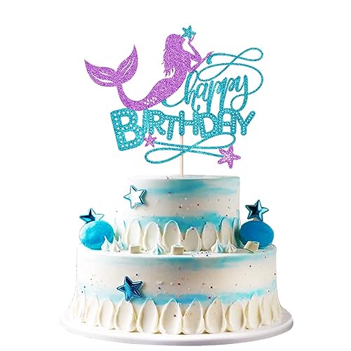 Tortendeko Mädchen, Cake Topper Mädchen, Unterwasserwelt Deko, Tortendeko Kindergeburtstag, Geburtstags Dekoration für Kinder Geburtstag Party Kuchen Dekoration (C) von GLICERINA