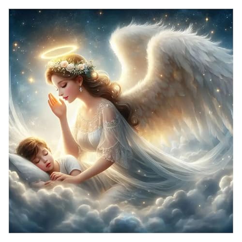 GLIDIAM 40x40cm Diamond Painting Engel mit Flügel, Diamant Malerei Bilder Elfen Feen, DIY Full Drill Basteln Erwachsene, Mosaik Stickerei Kreuzstich Geschenk für Wanddeko Wohnzimmer Schlafzimmer von GLIDIAM