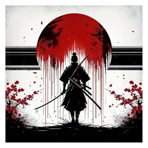 GLIDIAM 40x40cm Diamond Painting Samurai, Diamant Malerei Bilder Japan Ninja Rot Schwarz, DIY Full Drill Basteln Erwachsene, Mosaik Stickerei Kreuzstich Geschenk für Wanddeko Wohnzimmer Schlafzimmer GLIDIAM 40x40cm Diamond Painting Samurai, Diamant Malerei Bilder Japan Ninja Rot Schwarz, DIY Full Drill Basteln Erwachsene, Mosaik Stickerei Kreuzstich Geschenk für Wanddeko Wohnzimmer Schlafzimmer von GLIDIAM