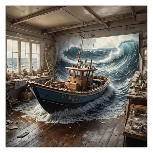 GLIDIAM 40x40cm Diamond Painting Schiff, Diamant Malerei Bilder Segelschiff Meer, DIY Full Drill Basteln Erwachsene, Mosaik Stickerei Kreuzstich Geschenk für Wanddeko Wohnzimmer Schlafzimmer GLIDIAM 40x40cm Diamond Painting Schiff, Diamant Malerei Bilder Segelschiff Meer, DIY Full Drill Basteln Erwachsene, Mosaik Stickerei Kreuzstich Geschenk für Wanddeko Wohnzimmer Schlafzimmer von GLIDIAM