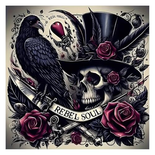 GLIDIAM 40x40cm Diamond Painting Totenkopf Rosen Skull Krähe, Diamant Malerei Bilder Gothic Horror, DIY Full Drill Basteln Erwachsene, Mosaik Stickerei Kreuzstich Geschenk für Wanddeko Wohnzimmer GLIDIAM 40x40cm Diamond Painting Totenkopf Rosen Skull Krähe, Diamant Malerei Bilder Gothic Horror, DIY Full Drill Basteln Erwachsene, Mosaik Stickerei Kreuzstich Geschenk für Wanddeko Wohnzimmer von GLIDIAM