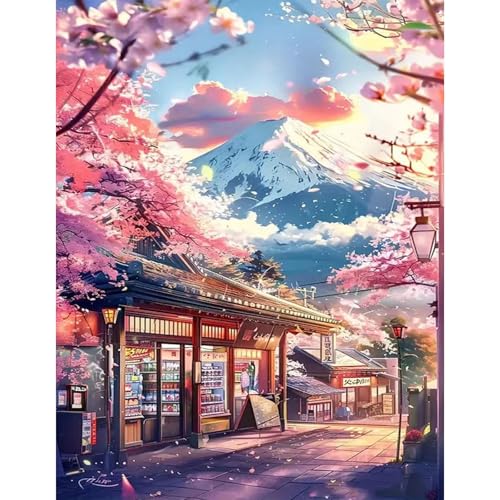 GLIDIAM 40x50cm Diamond Painting Japan Landschaft, Diamant Malerei Bilder Berg Fuji Kirschblüte, DIY Full Drill Basteln Erwachsene, Mosaik Stickerei Kreuzstich Geschenk für Wanddeko Wohnzimmer GLIDIAM 40x50cm Diamond Painting Japan Landschaft, Diamant Malerei Bilder Berg Fuji Kirschblüte, DIY Full Drill Basteln Erwachsene, Mosaik Stickerei Kreuzstich Geschenk für Wanddeko Wohnzimmer von GLIDIAM