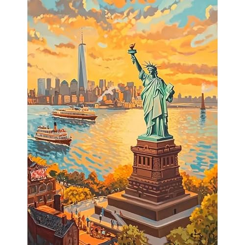 GLIDIAM 40x50cm Diamond Painting New York Stadt Poster, Diamant Malerei Bilder Freiheitsstatue, DIY Full Drill Basteln Erwachsene, Mosaik Stickerei Kreuzstich Geschenk für Wanddeko Wohnzimmer GLIDIAM 40x50cm Diamond Painting New York Stadt Poster, Diamant Malerei Bilder Freiheitsstatue, DIY Full Drill Basteln Erwachsene, Mosaik Stickerei Kreuzstich Geschenk für Wanddeko Wohnzimmer von GLIDIAM
