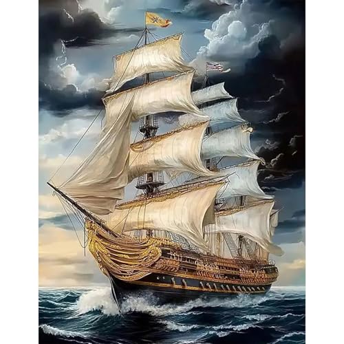 GLIDIAM 40x50cm Diamond Painting Schiff, Diamant Malerei Bilder Meer Segelschiff, DIY Full Drill Basteln Erwachsene, Mosaik Stickerei Kreuzstich Geschenk für Wanddeko Wohnzimmer Schlafzimmer GLIDIAM 40x50cm Diamond Painting Schiff, Diamant Malerei Bilder Meer Segelschiff, DIY Full Drill Basteln Erwachsene, Mosaik Stickerei Kreuzstich Geschenk für Wanddeko Wohnzimmer Schlafzimmer von GLIDIAM