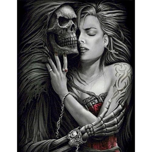 GLIDIAM 40x50cm Diamond Painting Totenkopf Paar Skull Frau, Diamant Malerei Bilder Gothic Horror, DIY Full Drill Basteln Erwachsene, Mosaik Stickerei Kreuzstich Geschenk für Wanddeko Wohnzimmer GLIDIAM 40x50cm Diamond Painting Totenkopf Paar Skull Frau, Diamant Malerei Bilder Gothic Horror, DIY Full Drill Basteln Erwachsene, Mosaik Stickerei Kreuzstich Geschenk für Wanddeko Wohnzimmer von GLIDIAM