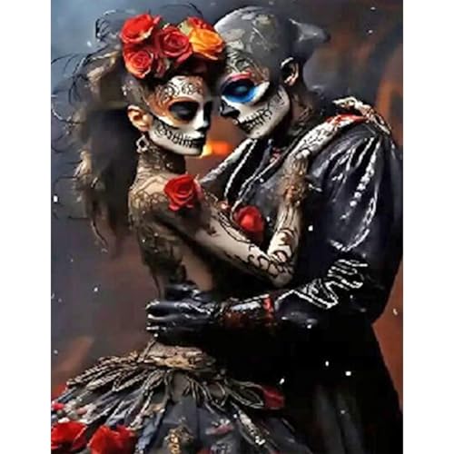 GLIDIAM 40x50cm Diamond Painting Totenkopf Paar Skull Frau Clown, Diamant Malerei Bilder Gothic Horror, DIY Full Drill Basteln Erwachsene, Mosaik Stickerei Kreuzstich Geschenk für Wanddeko Wohnzimmer GLIDIAM 40x50cm Diamond Painting Totenkopf Paar Skull Frau Clown, Diamant Malerei Bilder Gothic Horror, DIY Full Drill Basteln Erwachsene, Mosaik Stickerei Kreuzstich Geschenk für Wanddeko Wohnzimmer von GLIDIAM