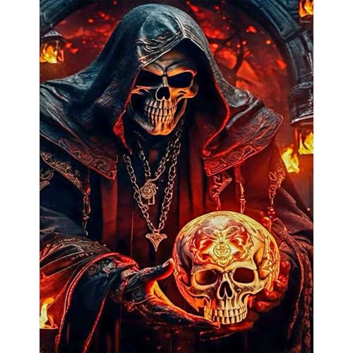 GLIDIAM 40x50cm Diamond Painting Totenkopf Skull Feuer, Diamant Malerei Bilder Gothic Horror Halloween, DIY Full Drill Basteln Erwachsene, Mosaik Stickerei Kreuzstich Geschenk für Wanddeko Wohnzimmer GLIDIAM 40x50cm Diamond Painting Totenkopf Skull Feuer, Diamant Malerei Bilder Gothic Horror Halloween, DIY Full Drill Basteln Erwachsene, Mosaik Stickerei Kreuzstich Geschenk für Wanddeko Wohnzimmer von GLIDIAM