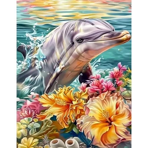 GLIDIAM 40x50cm Eckige Steine Diamond Painting Delfine Blumen, Diamant Malerei Bilder Tiere Meer, DIY Full Drill Basteln Erwachsene, Mosaik Stickerei Kreuzstich Geschenk für Wanddeko Wohnzimmer GLIDIAM 40x50cm Eckige Steine Diamond Painting Delfine Blumen, Diamant Malerei Bilder Tiere Meer, DIY Full Drill Basteln Erwachsene, Mosaik Stickerei Kreuzstich Geschenk für Wanddeko Wohnzimmer von GLIDIAM