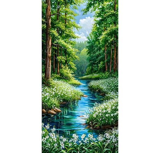 GLIDIAM 45x85cm Diamond Painting Landschaft, Diamant Malerei Bilder Baum Fluss Blumen, DIY Full Drill Basteln Erwachsene, Mosaik Stickerei Kreuzstich Geschenk für Wanddeko Wohnzimmer Schlafzimmer GLIDIAM 45x85cm Diamond Painting Landschaft, Diamant Malerei Bilder Baum Fluss Blumen, DIY Full Drill Basteln Erwachsene, Mosaik Stickerei Kreuzstich Geschenk für Wanddeko Wohnzimmer Schlafzimmer von GLIDIAM