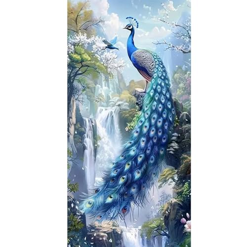 GLIDIAM 45x85cm Diamond Painting Pfau Groß Wasserfall, Diamant Malerei Bilder Tiere, DIY Full Drill Basteln Erwachsene, Mosaik Stickerei Kreuzstich Geschenk für Wanddeko Wohnzimmer Schlafzimmer GLIDIAM 45x85cm Diamond Painting Pfau Groß Wasserfall, Diamant Malerei Bilder Tiere, DIY Full Drill Basteln Erwachsene, Mosaik Stickerei Kreuzstich Geschenk für Wanddeko Wohnzimmer Schlafzimmer von GLIDIAM
