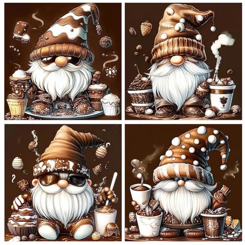GLIDIAM 4er Set Diamond Painting Wichtel Kaffee, Diamant Malerei Bilder Gnome Zwerge Gläser, 30x30cm DIY Full Drill Basteln Erwachsene, Mosaik Stickerei Kreuzstich Geschenk für Wanddeko Wohnzimmer GLIDIAM 4er Set Diamond Painting Wichtel Kaffee, Diamant Malerei Bilder Gnome Zwerge Gläser, 30x30cm DIY Full Drill Basteln Erwachsene, Mosaik Stickerei Kreuzstich Geschenk für Wanddeko Wohnzimmer von GLIDIAM