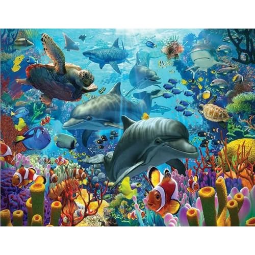 GLIDIAM 50x40cm Diamond Painting Delfine Schildkröte, Diamant Malerei Bilder Meerestiere, DIY Full Drill Basteln Erwachsene, Mosaik Stickerei Kreuzstich Geschenk für Wanddeko Wohnzimmer Schlafzimmer GLIDIAM 50x40cm Diamond Painting Delfine Schildkröte, Diamant Malerei Bilder Meerestiere, DIY Full Drill Basteln Erwachsene, Mosaik Stickerei Kreuzstich Geschenk für Wanddeko Wohnzimmer Schlafzimmer von GLIDIAM