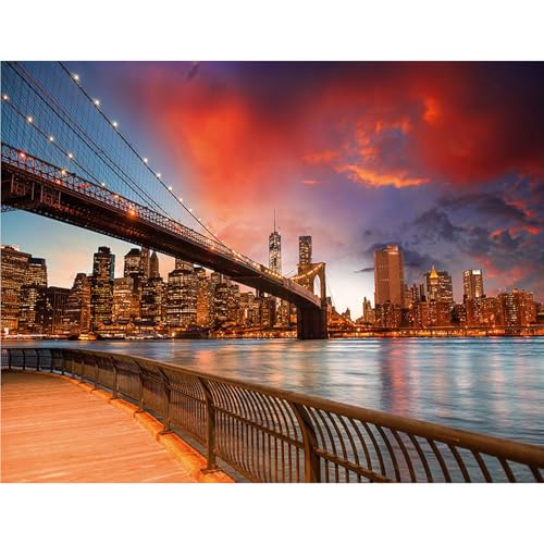 GLIDIAM 50x40cm Diamond Painting New York City Brücke, Diamant Malerei Bilder Brooklyn Brücke Rot, DIY Full Drill Basteln Erwachsene, Mosaik Stickerei Kreuzstich Geschenk für Wanddeko Wohnzimmer GLIDIAM 50x40cm Diamond Painting New York City Brücke, Diamant Malerei Bilder Brooklyn Brücke Rot, DIY Full Drill Basteln Erwachsene, Mosaik Stickerei Kreuzstich Geschenk für Wanddeko Wohnzimmer von GLIDIAM