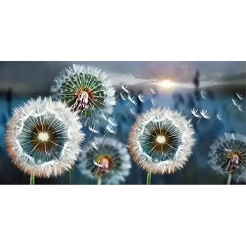 GLIDIAM 85x45cm Diamond Painting Pusteblume Löwenzahn, Diamant Malerei Bilder Blumen, DIY Full Drill Basteln Erwachsene, Mosaik Stickerei Kreuzstich Geschenk für Wanddeko Wohnzimmer Schlafzimmer von GLIDIAM