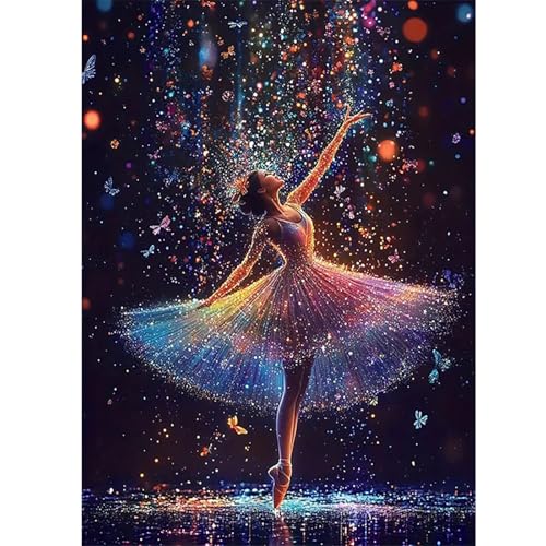 GLIDIAM Diamond Painting Ballerina Sterne, Diamant Malerei Bilder Ballett, 30x40cm DIY Full Drill Basteln Erwachsene, Mosaik Stickerei Kreuzstich Geschenk für Wanddeko Wohnzimmer Schlafzimmer von GLIDIAM