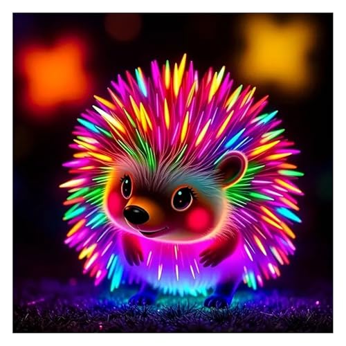GLIDIAM Diamond Painting Igel Bunt, Diamant Malerei Bilder Tiere, 30x30cm DIY Full Drill Basteln Erwachsene, Mosaik Stickerei Kreuzstich Geschenk für Wanddeko Wohnzimmer Schlafzimmer von GLIDIAM
