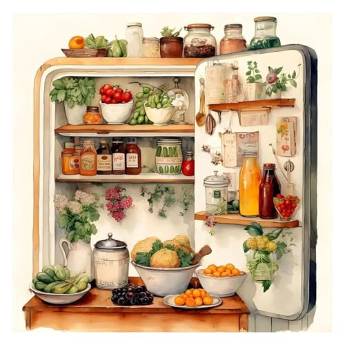 GLIDIAM Diamond Painting Küche Kühlschrank, Diamant Malerei Bilder Gewürze, 30x30cm DIY Full Drill Basteln Erwachsene, Mosaik Stickerei Kreuzstich Geschenk für Wanddeko Wohnzimmer Schlafzimmer GLIDIAM Diamond Painting Küche Kühlschrank, Diamant Malerei Bilder Gewürze, 30x30cm DIY Full Drill Basteln Erwachsene, Mosaik Stickerei Kreuzstich Geschenk für Wanddeko Wohnzimmer Schlafzimmer von GLIDIAM